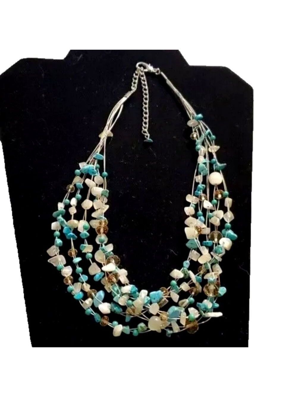 CHICO'S TURQUOISE LAYERED NECKLACE 18" WITH ADDITIONAL EXTENDER